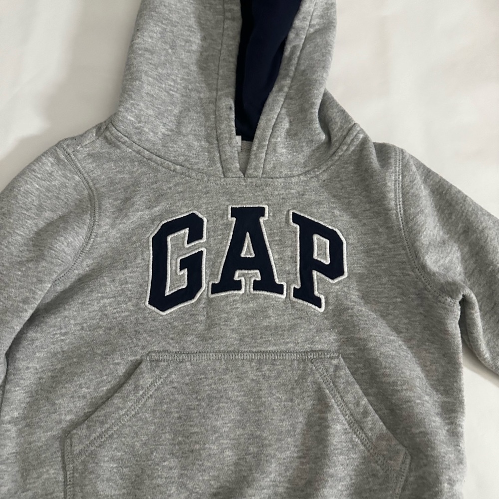 GAP Kids Heather Gray Hoodie with Navy Accents